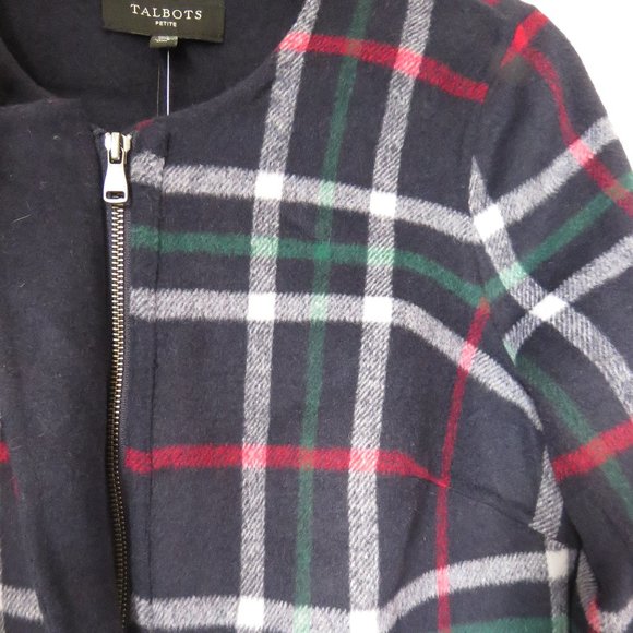 Talbots DOUBLE FACE PLAID Multicolored Wool Blend Jacket Petite - Picture 5 of 10